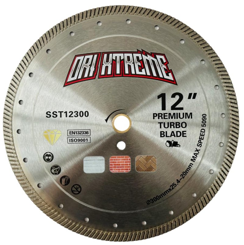 ORIXTREME 12Inch Diamond Saw Blade,Turbo Rim General Purpose Blade Dry/Wet Cutting Concrete,Reinforced Concrete, Masonry, Brick, Block,Stone 1"-20mm Arbor - Image 1